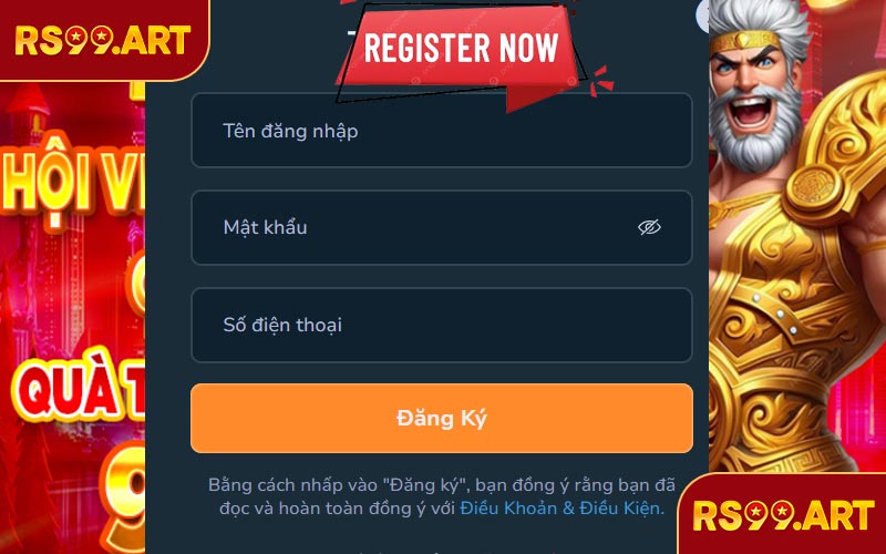 Đăng ký RS99 -Điền thông tin chính xác vào biểu mẫu